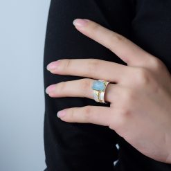 Bague Aigue Marine Argent portée