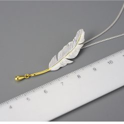 Pendentif Plume argent (dimensions)